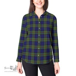 ScotsTee Shop Scottish Colquhoun Modern Clan Tartan Womens Long Sleeve Shirt
