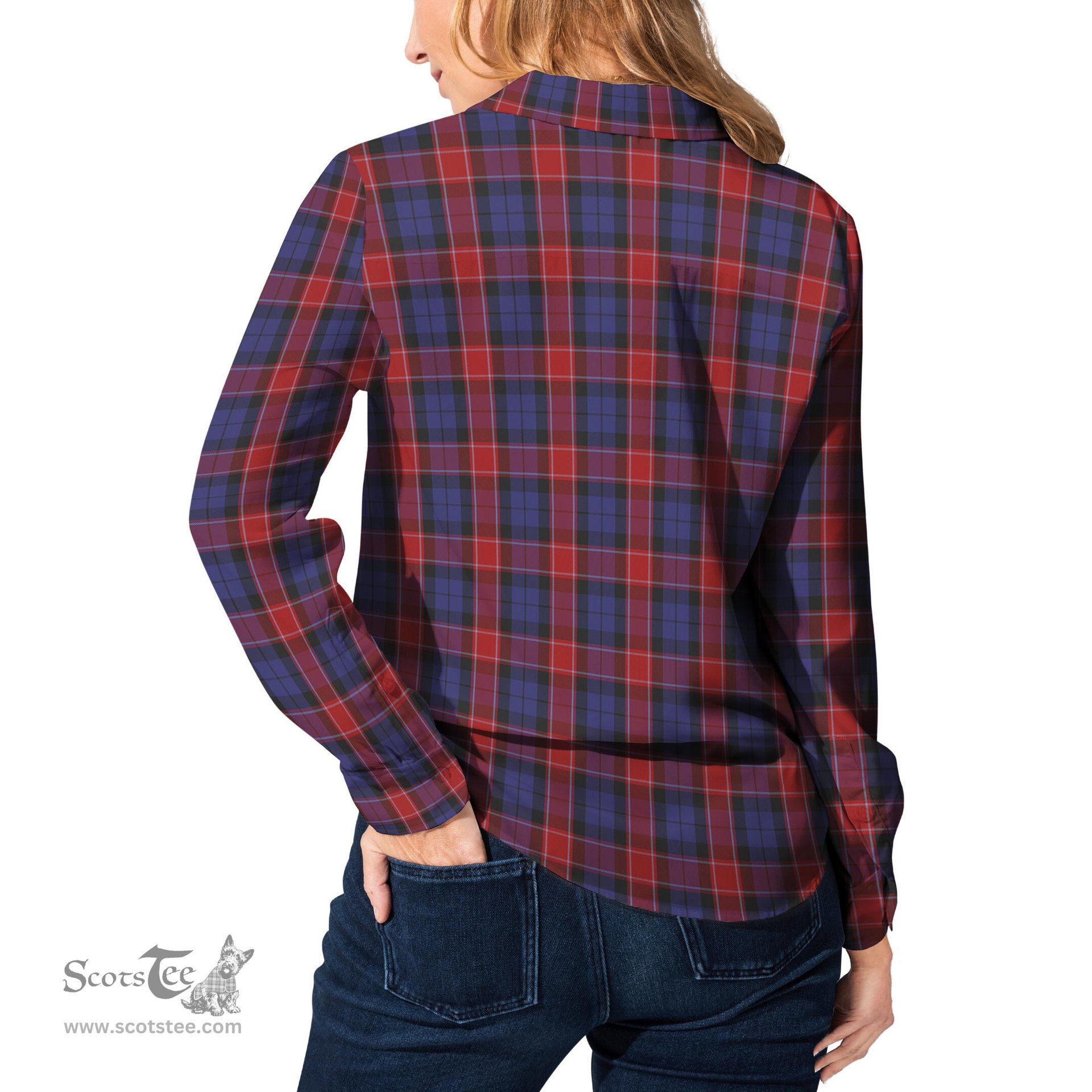 ScotsTee Shop Scottish Graham of Menteith Red Clan Tartan Womens Long Sleeve Shirt