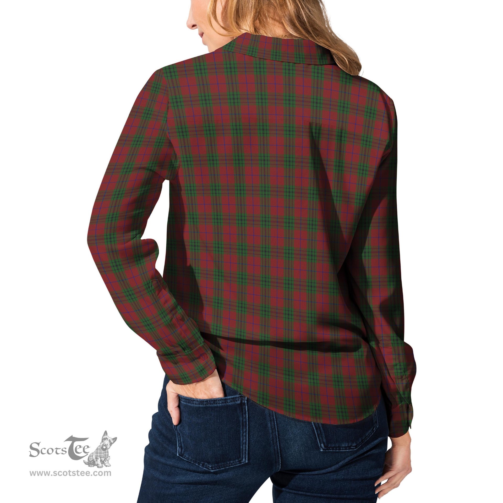 ScotsTee Shop Scottish Denny Hunting Clan Tartan Womens Long Sleeve Shirt