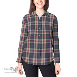 ScotsTee Shop Scottish Fraser Red Dress Clan Tartan Womens Long Sleeve Shirt