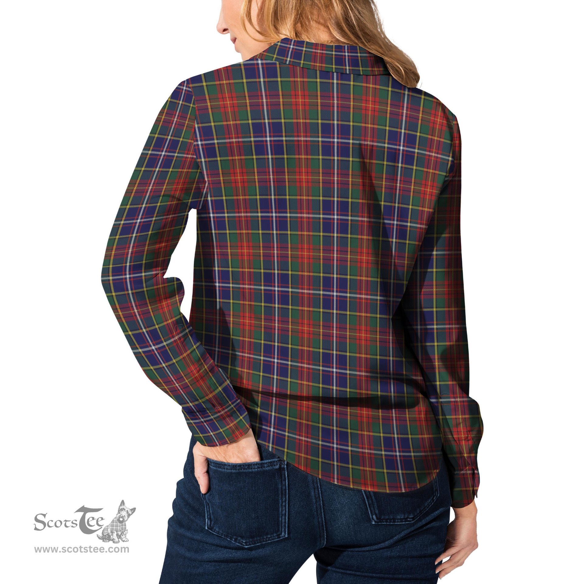 ScotsTee Shop Scottish Crozier Clan Tartan Womens Long Sleeve Shirt