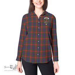 ScotsTee Shop Scottish Fraser of Lovat Clan Crest Tartan Womens Long Sleeve Shirt