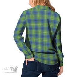 ScotsTee Shop Scottish Johnstone-Johnston Ancient Clan Crest Tartan Womens Long Sleeve Shirt