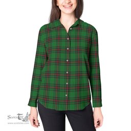 ScotsTee Shop Scottish Kinnear Clan Tartan Womens Long Sleeve Shirt