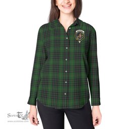 ScotsTee Shop Scottish MacAulay Hunting Clan Crest Tartan Womens Long Sleeve Shirt