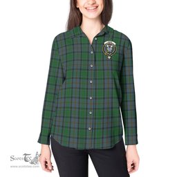ScotsTee Shop Scottish Hope Vere Clan Crest Tartan Womens Long Sleeve Shirt