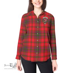 ScotsTee Shop Scottish MacDougall Modern Clan Crest Tartan Womens Long Sleeve Shirt
