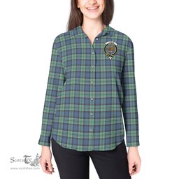 ScotsTee Shop Scottish Leslie Hunting Ancient Clan Crest Tartan Womens Long Sleeve Shirt