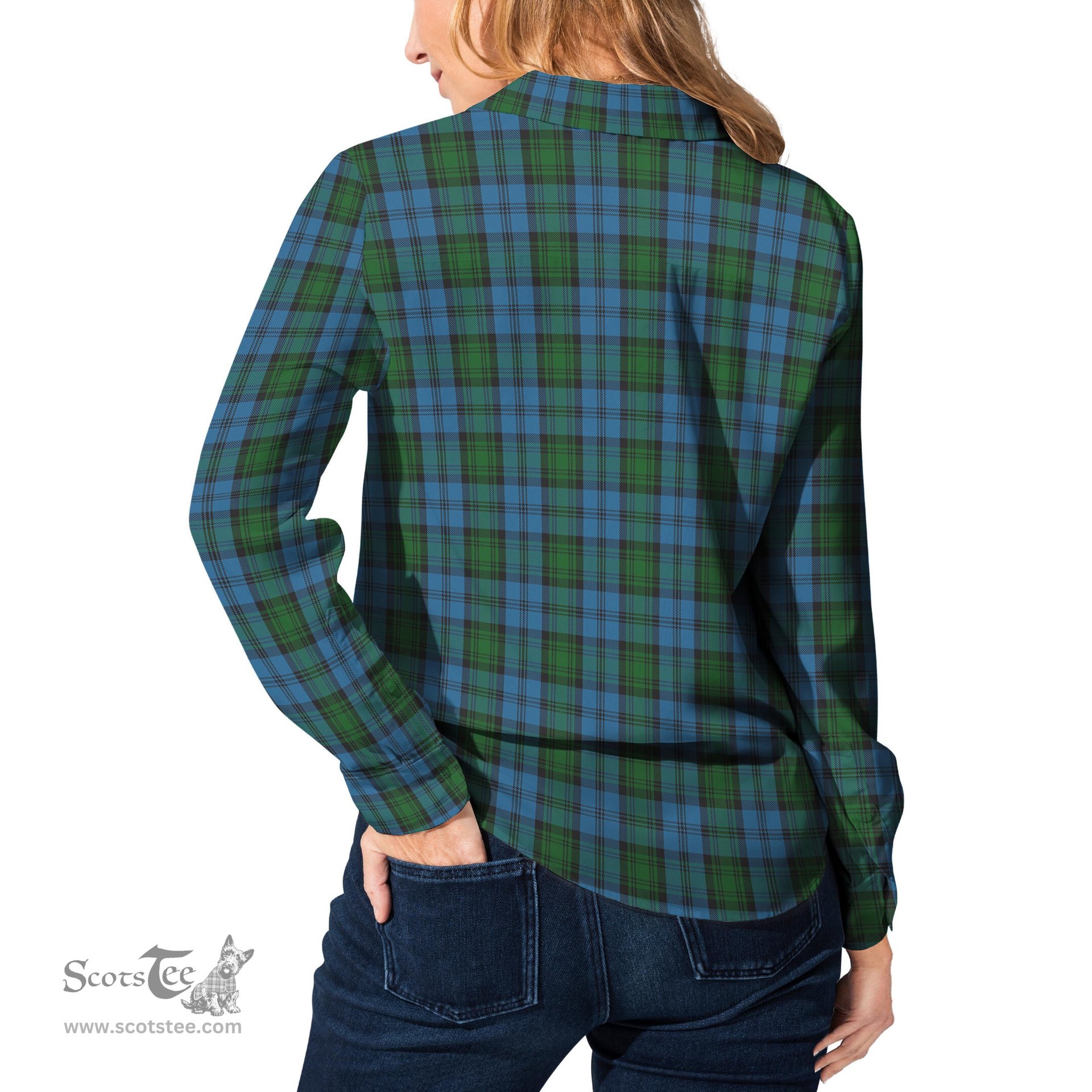 ScotsTee Shop Scottish Kerr Hunting Clan Tartan Womens Long Sleeve Shirt