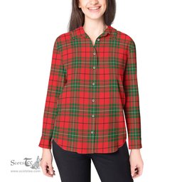 ScotsTee Shop Scottish MacAulay Modern Clan Tartan Womens Long Sleeve Shirt