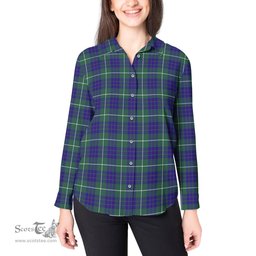 ScotsTee Shop Scottish Hamilton Hunting Modern Clan Tartan Womens Long Sleeve Shirt