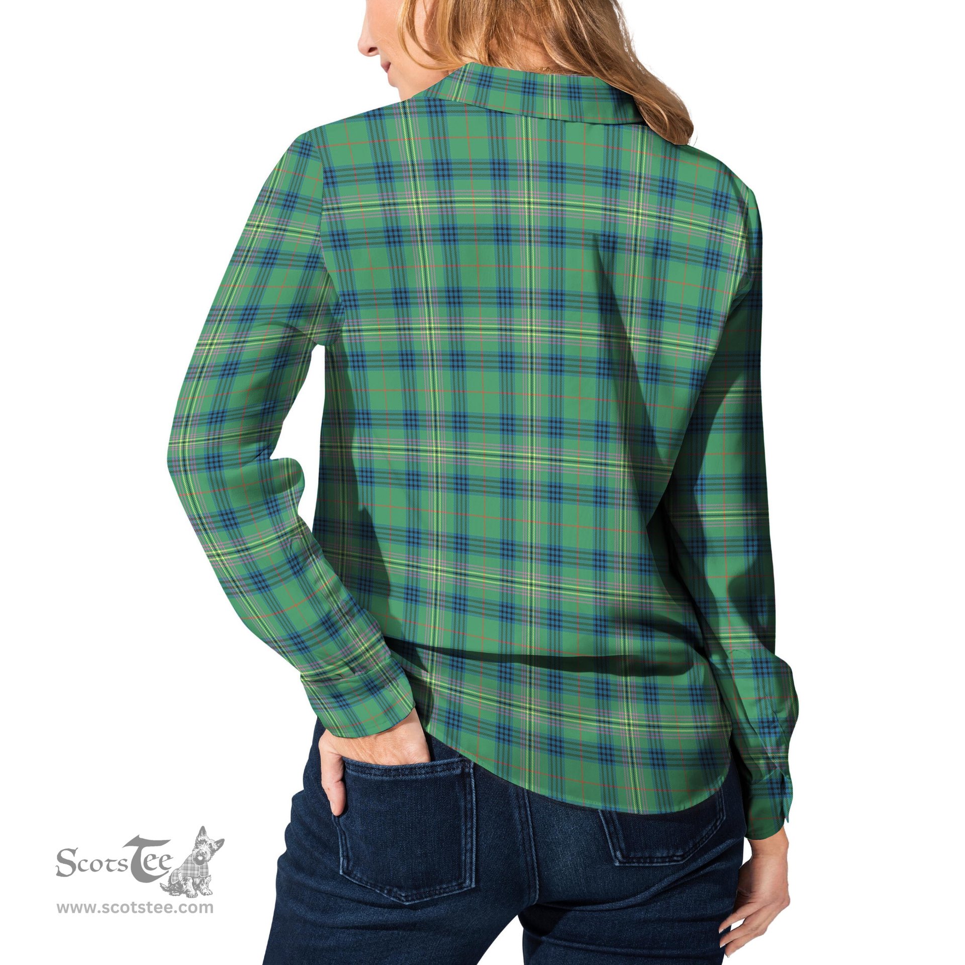 ScotsTee Shop Scottish Kennedy Ancient Clan Tartan Womens Long Sleeve Shirt