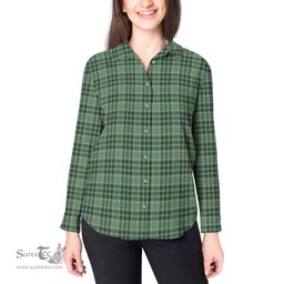 ScotsTee Shop Scottish MacDonald Lord of the Isles Hunting Clan Tartan Womens Long Sleeve Shirt