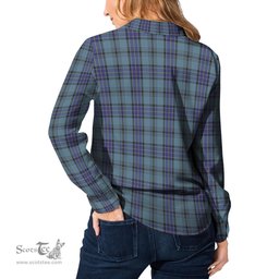 ScotsTee Shop Scottish Hannay Blue Clan Crest Tartan Womens Long Sleeve Shirt