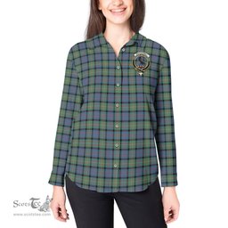 ScotsTee Shop Scottish MacDonell of Glengarry Ancient Clan Crest Tartan Womens Long Sleeve Shirt