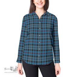 ScotsTee Shop Scottish MacCorquodale Clan Tartan Womens Long Sleeve Shirt