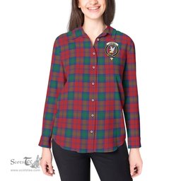 ScotsTee Shop Scottish Lindsay Modern Clan Crest Tartan Womens Long Sleeve Shirt