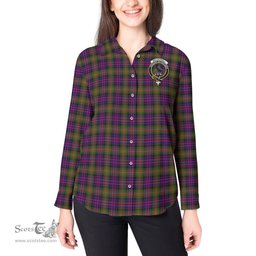 ScotsTee Shop Scottish MacDonell of Glengarry Modern Clan Crest Tartan Womens Long Sleeve Shirt