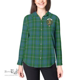 ScotsTee Shop Scottish Hay Hunting Clan Crest Tartan Womens Long Sleeve Shirt