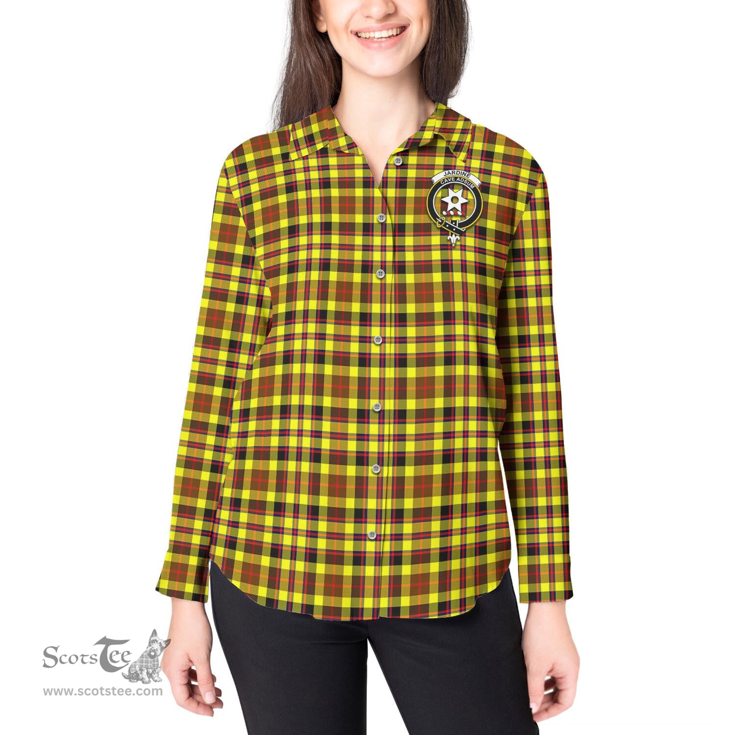 ScotsTee Shop Scottish Jardine Modern Clan Crest Tartan Womens Long Sleeve Shirt