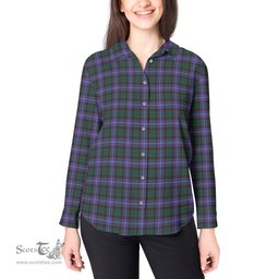 ScotsTee Shop Scottish Hunter Modern Clan Tartan Womens Long Sleeve Shirt