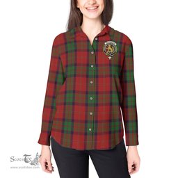 ScotsTee Shop Scottish MacPherson of Cluny Clan Crest Tartan Womens Long Sleeve Shirt