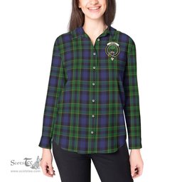 ScotsTee Shop Scottish Mowat Clan Crest Tartan Womens Long Sleeve Shirt