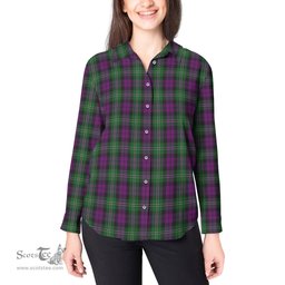 ScotsTee Shop Scottish Wilson Clan Tartan Womens Long Sleeve Shirt