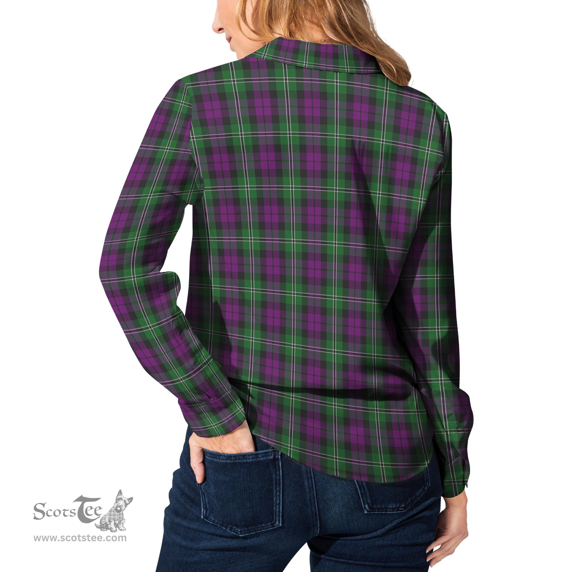 ScotsTee Shop Scottish Wilson Clan Tartan Womens Long Sleeve Shirt