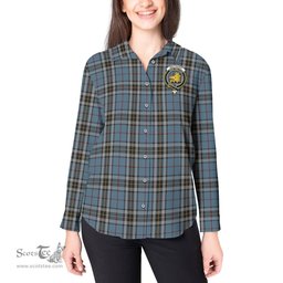 ScotsTee Shop Scottish MacTavish Dress Clan Crest Tartan Womens Long Sleeve Shirt