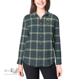 ScotsTee Shop Scottish MacInnes Dress Clan Crest Tartan Womens Long Sleeve Shirt