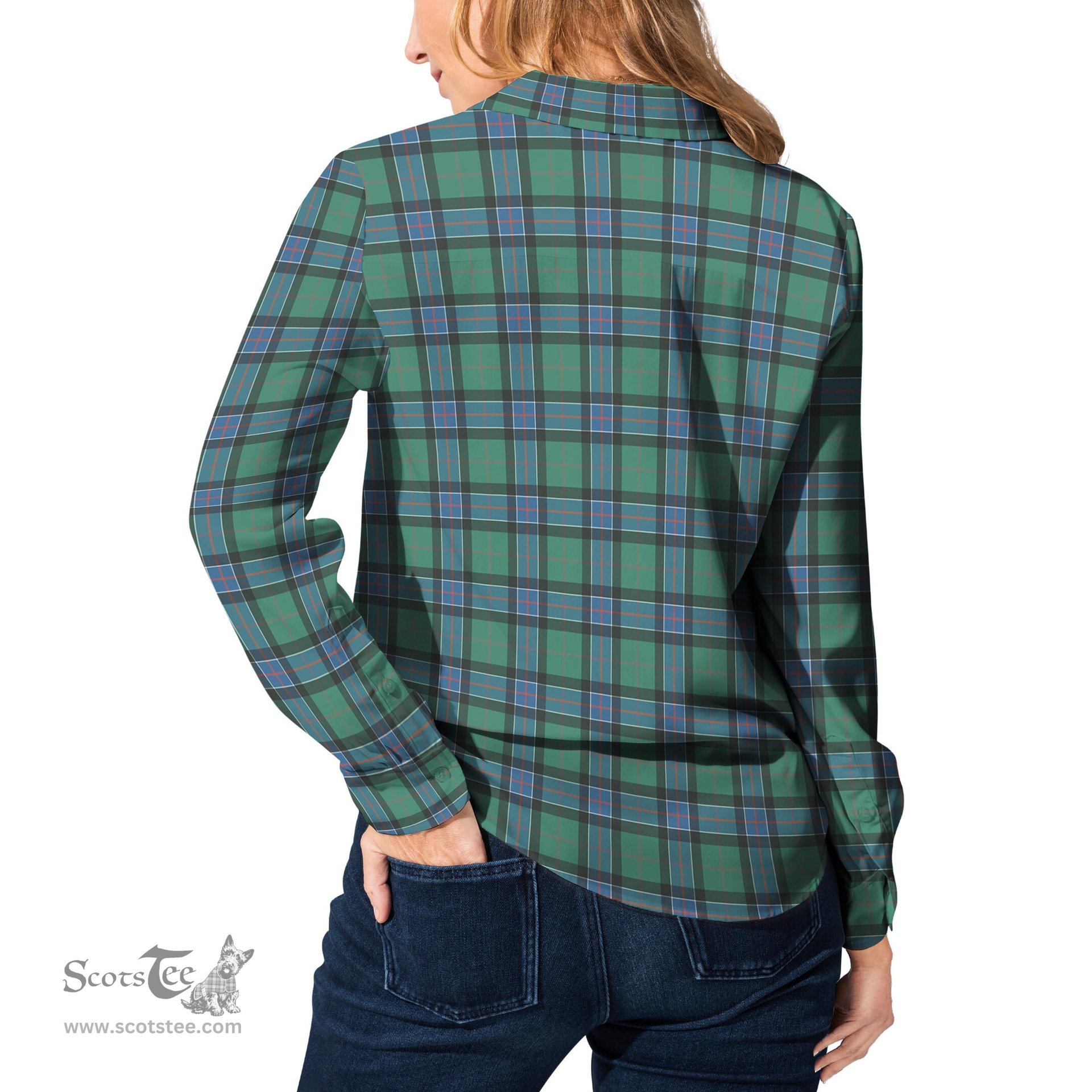 ScotsTee Shop Scottish Sinclair Hunting Ancient Clan Tartan Womens Long Sleeve Shirt