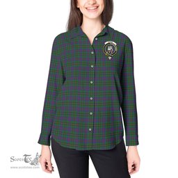 ScotsTee Shop Scottish Wood Clan Crest Tartan Womens Long Sleeve Shirt
