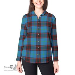 ScotsTee Shop Scottish Wedderburn Clan Tartan Womens Long Sleeve Shirt