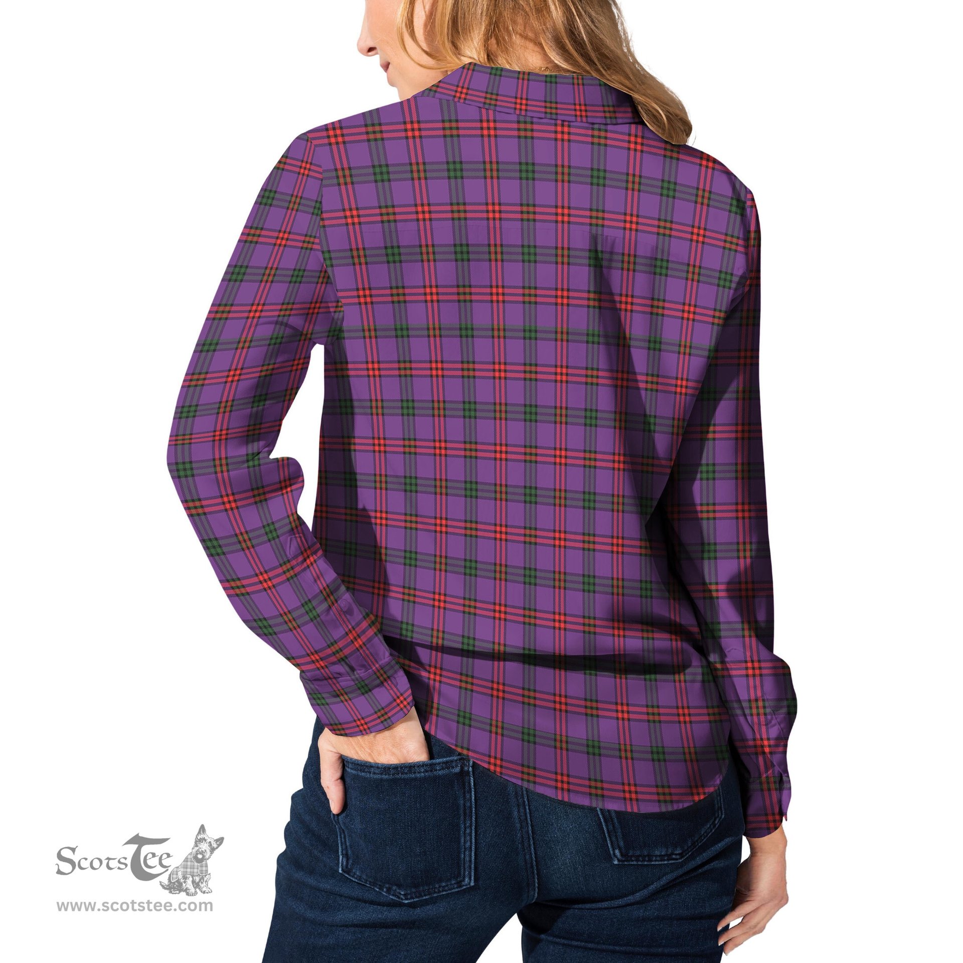 ScotsTee Shop Scottish Montgomery Modern Clan Tartan Womens Long Sleeve Shirt