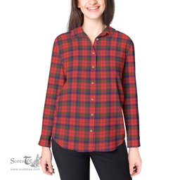 ScotsTee Shop Scottish Robertson Modern Clan Tartan Womens Long Sleeve Shirt