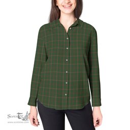 ScotsTee Shop Scottish MacKinnon Hunting Clan Tartan Womens Long Sleeve Shirt