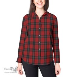 ScotsTee Shop Scottish Ramsay Clan Tartan Womens Long Sleeve Shirt