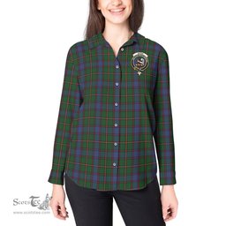 ScotsTee Shop Scottish Skene Clan Crest Tartan Womens Long Sleeve Shirt