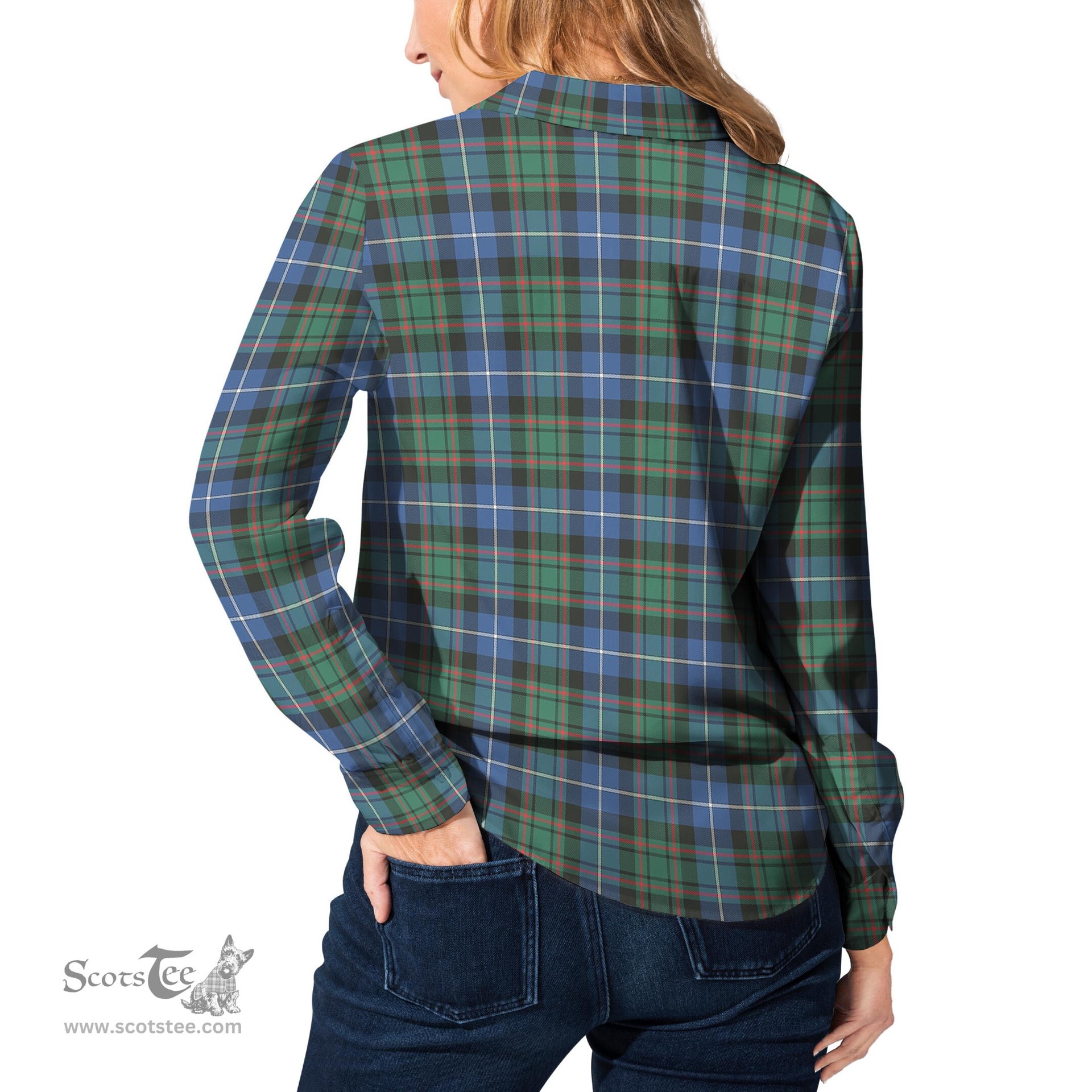 ScotsTee Shop Scottish MacRae Hunting Ancient Clan Tartan Womens Long Sleeve Shirt