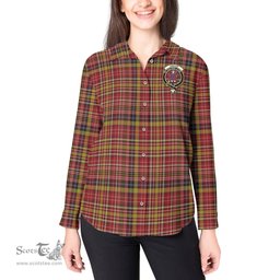 ScotsTee Shop Scottish Ogilvie (Ogilvy) of Strathallan Clan Crest Tartan Womens Long Sleeve Shirt