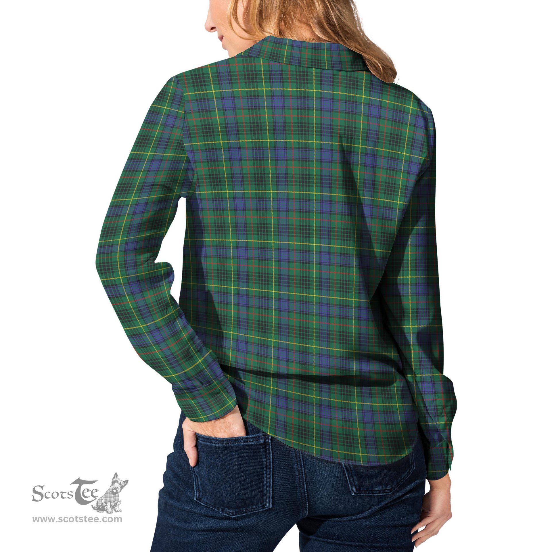ScotsTee Shop Scottish Stewart Hunting Modern Clan Tartan Womens Long Sleeve Shirt