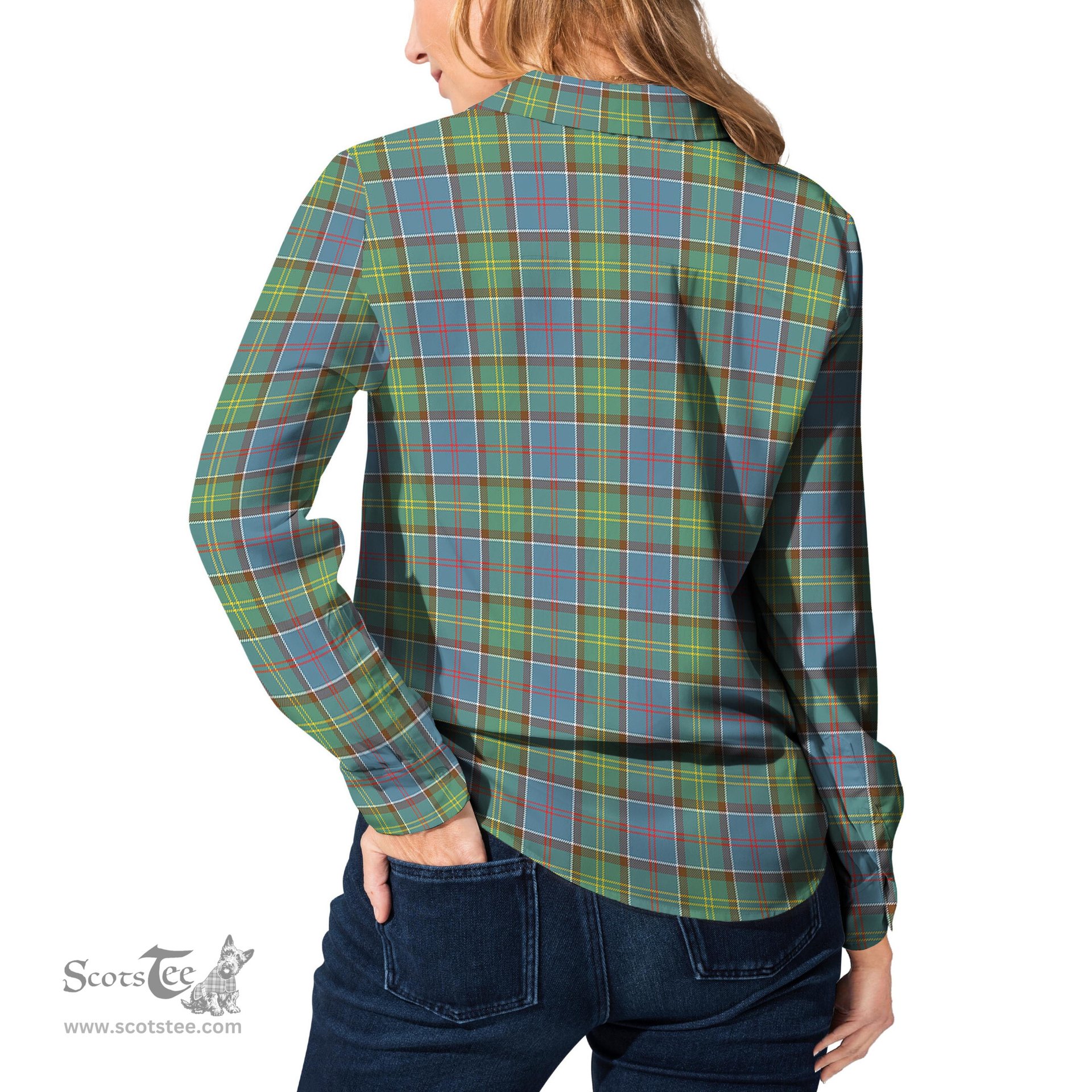 ScotsTee Shop Scottish Whitelaw Clan Tartan Womens Long Sleeve Shirt