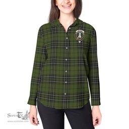 ScotsTee Shop Scottish MacLean Hunting Clan Crest Tartan Womens Long Sleeve Shirt