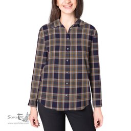 ScotsTee Shop Scottish Stewart Navy Clan Tartan Womens Long Sleeve Shirt