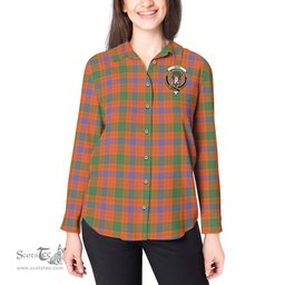 ScotsTee Shop Scottish Ross Ancient Clan Crest Tartan Womens Long Sleeve Shirt