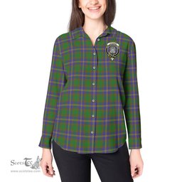 ScotsTee Shop Scottish Strange of Balkaskie Clan Crest Tartan Womens Long Sleeve Shirt