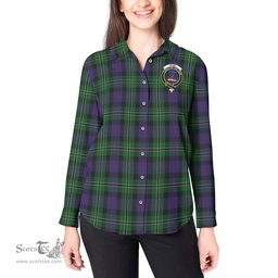 ScotsTee Shop Scottish Rose Hunting Clan Crest Tartan Womens Long Sleeve Shirt