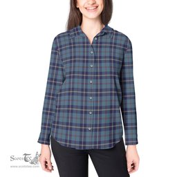 ScotsTee Shop Scottish MacRaes of America Clan Tartan Womens Long Sleeve Shirt