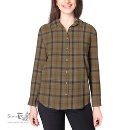 ScotsTee Shop Scottish O'Keefe Clan Tartan Womens Long Sleeve Shirt